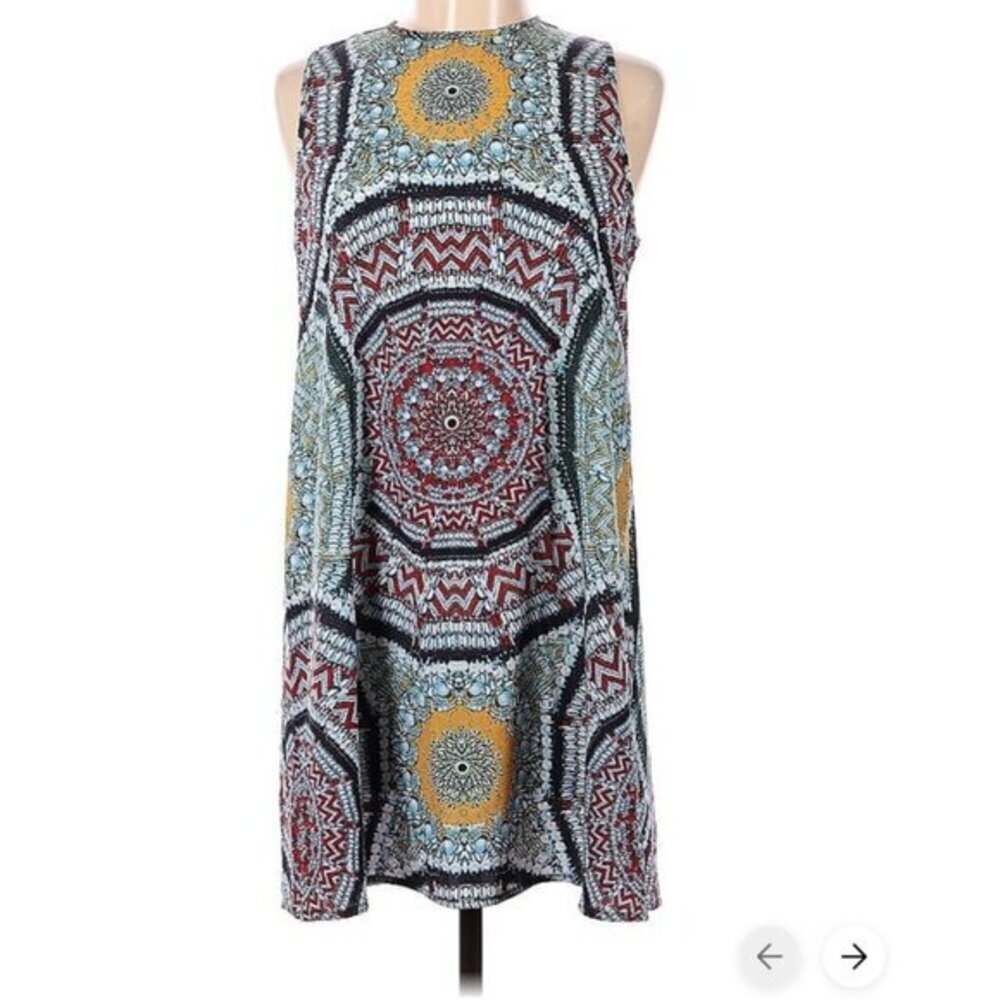 Addison Bay Patterned Blue Maroon Sleeveless Size M Casual dress